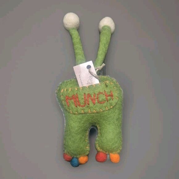 Tooth Fairy Pillow Money Satchel Wool Plush Stuffed Toy Monster Handmade Artisan - Picture 3 of 4